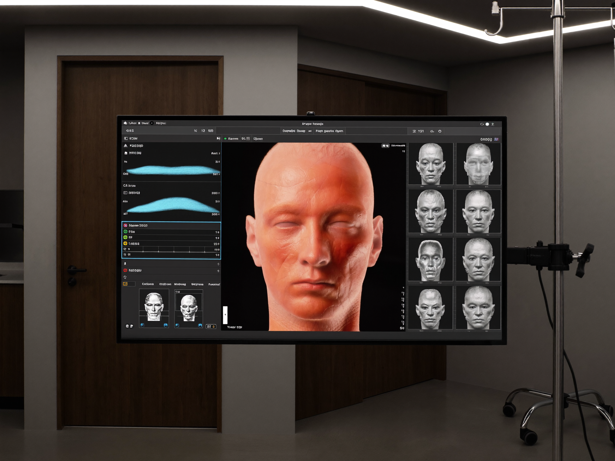 A 3D facial simulation used for surgical planning — a demonstration, not a real patient result