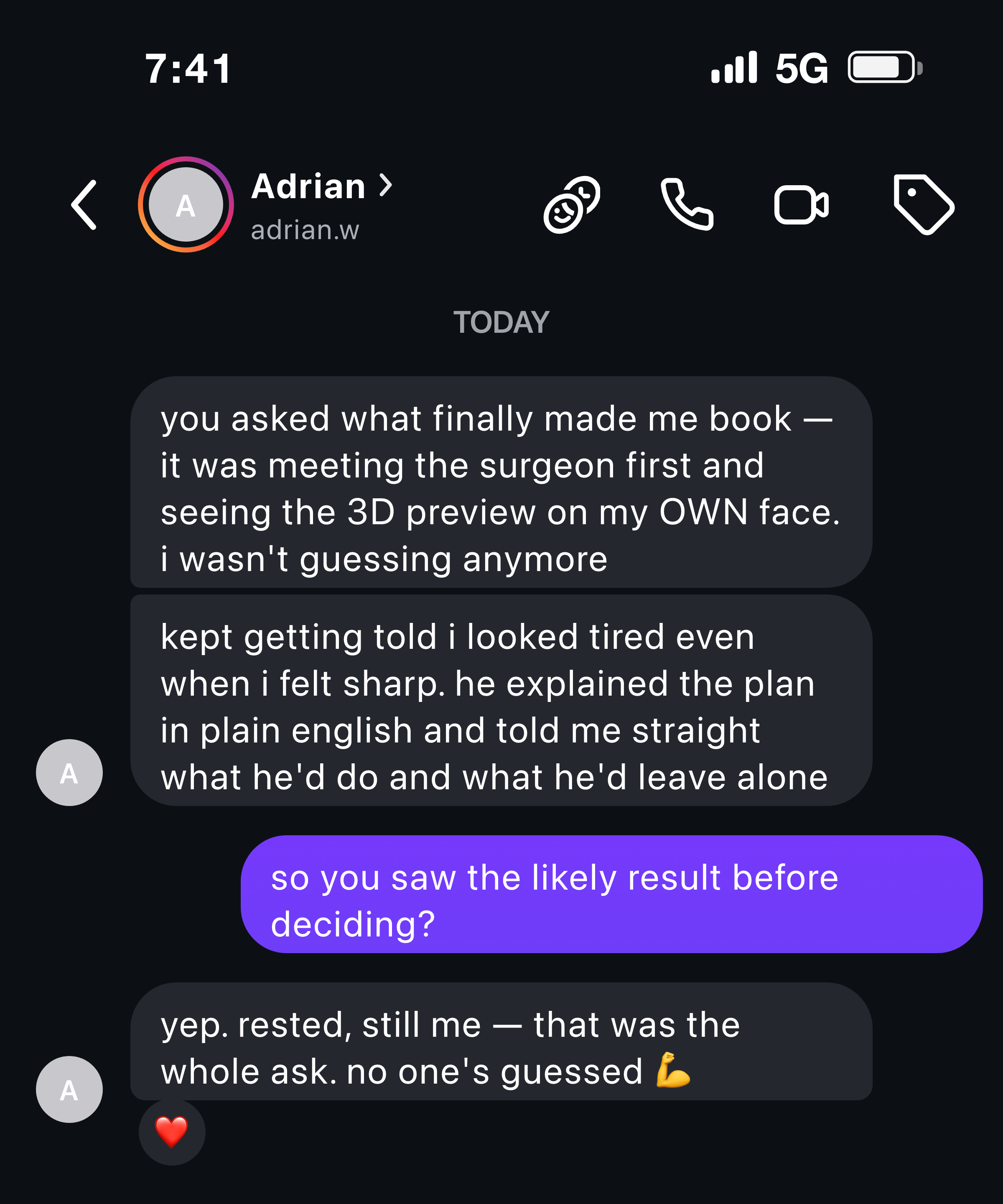 Patient review screenshot (demo)