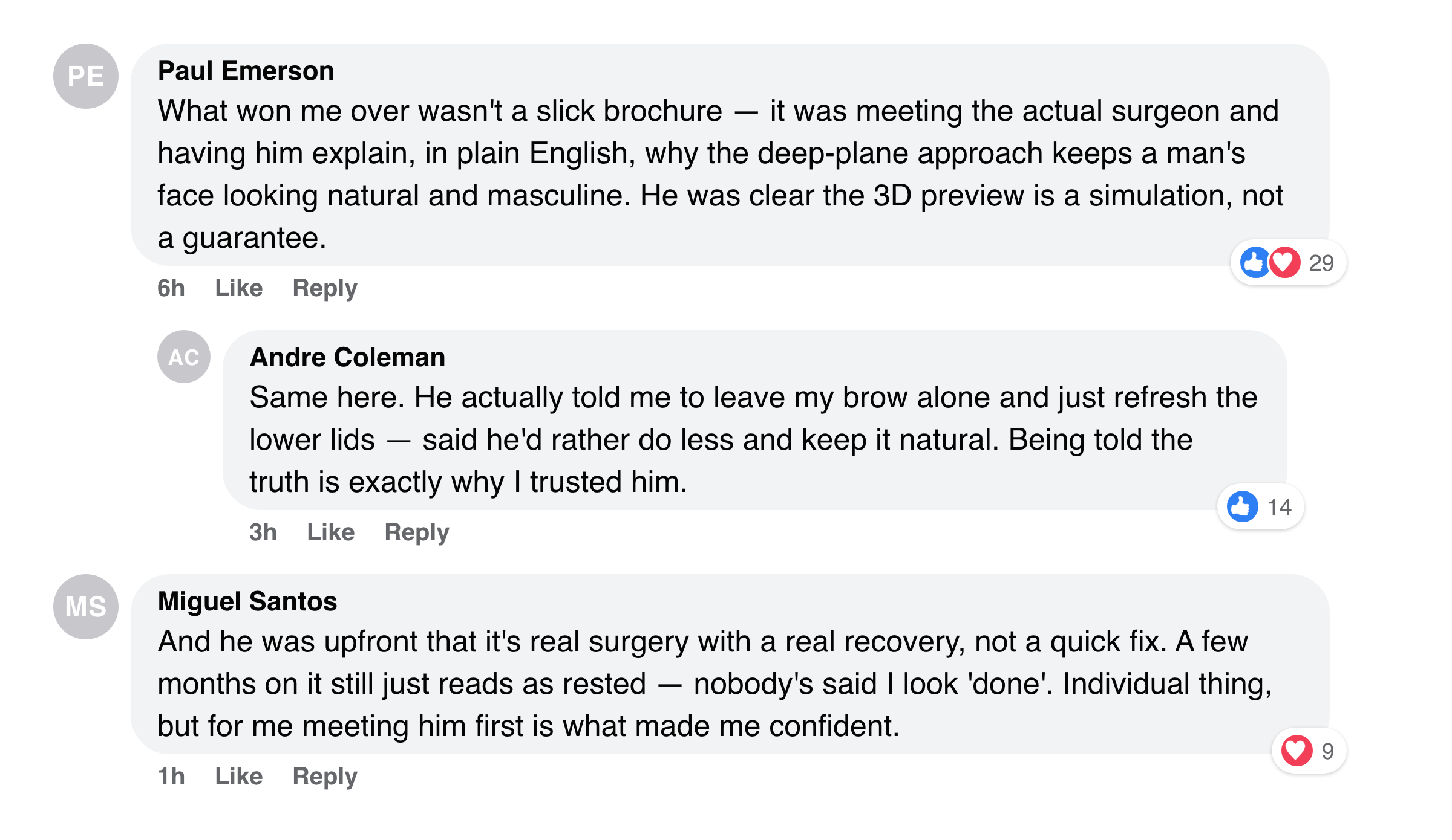 Patient review screenshot (demo)