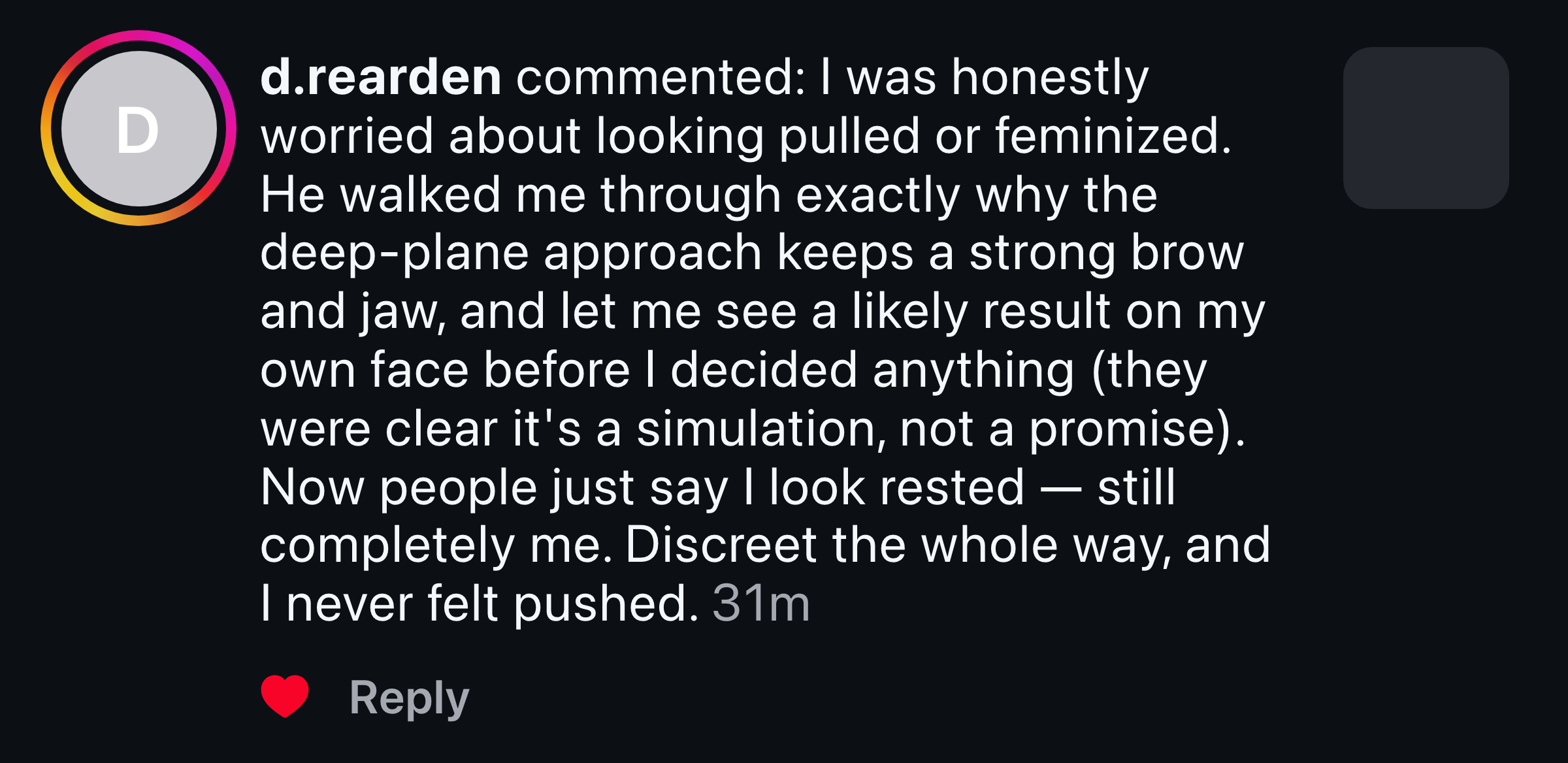 Patient review screenshot (demo)
